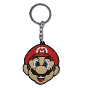 Mario Face Double Sided Rubber Keychain Key Ring 2.25”